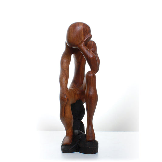 Thinker Statue On Stool - Brown 10-12"