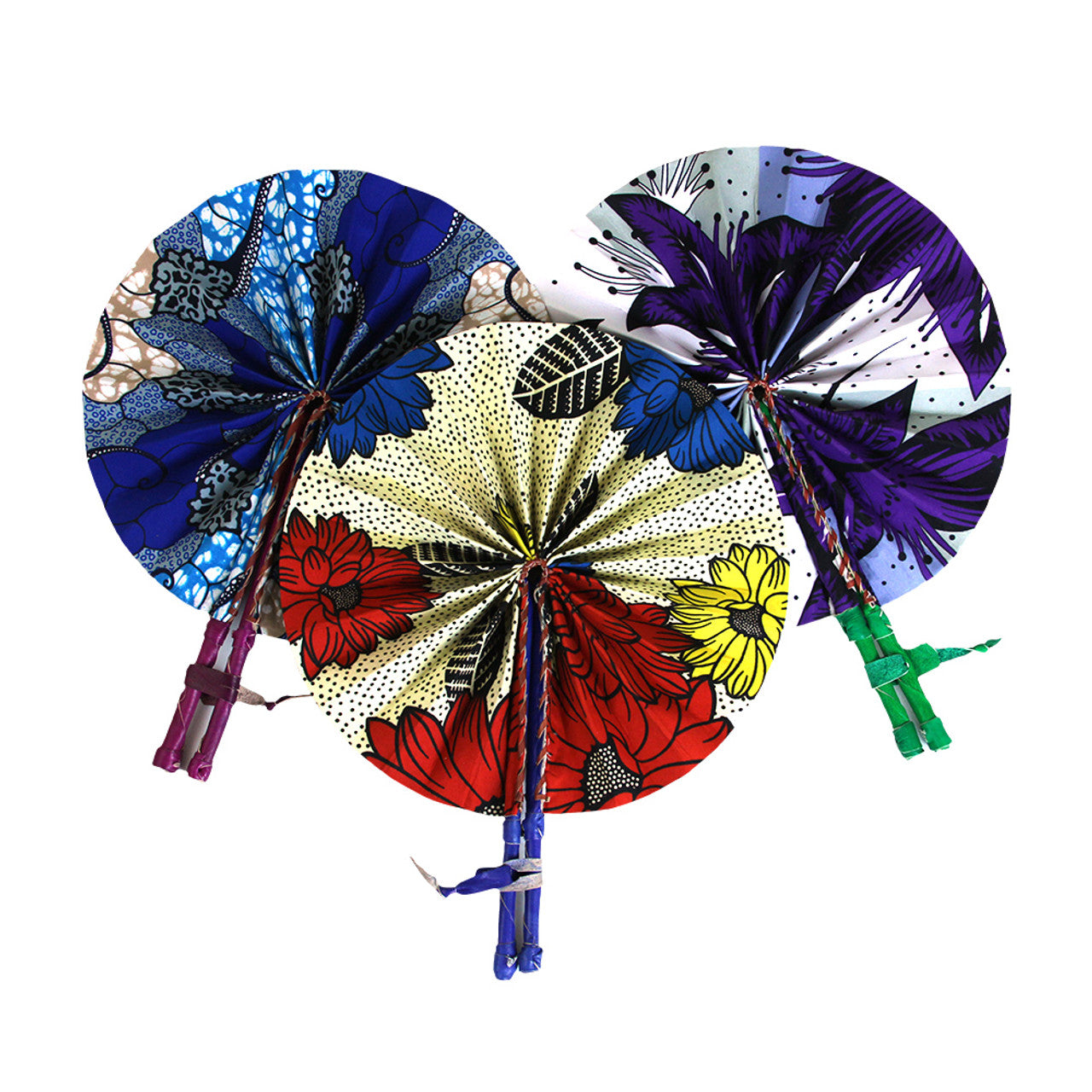 Set of 12 Bright Leather Folding Fans