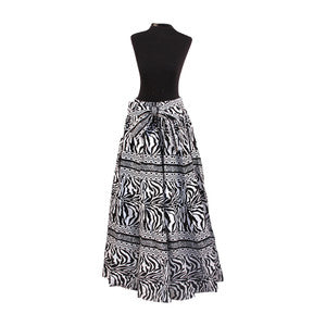 Blach and White Safari Print Maxi Skirt