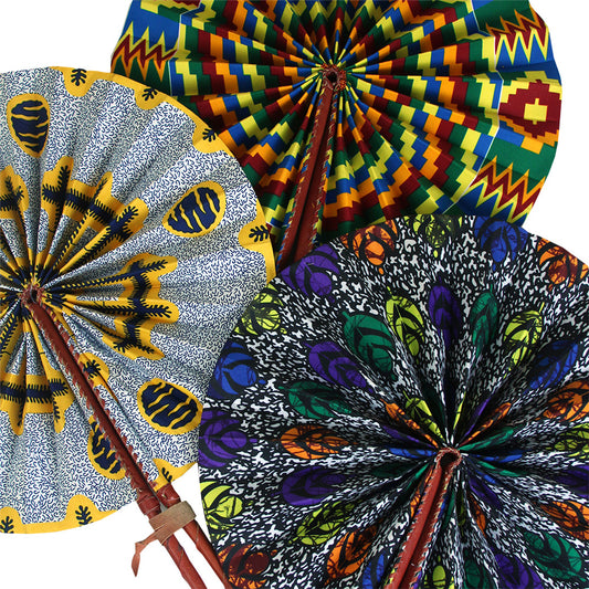 African Folding Fans Assorted Prints