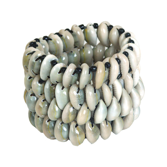 Quad-row Cowrie Shell Cuff Bracelet